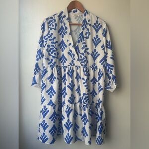 Sunday Blue and White Midi Dress